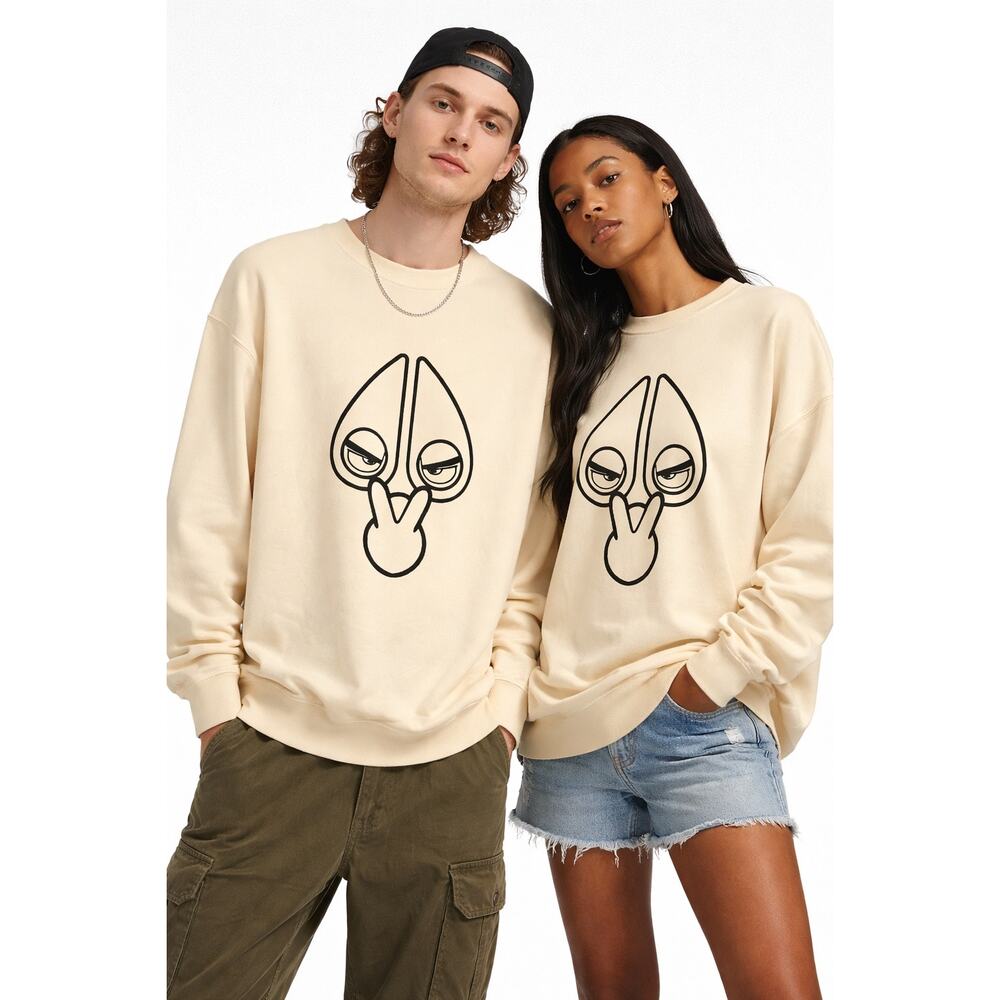 Moose Knuckles Graphic Crewneck Sweatshirt Cream Logo XXL Urban Streetwear